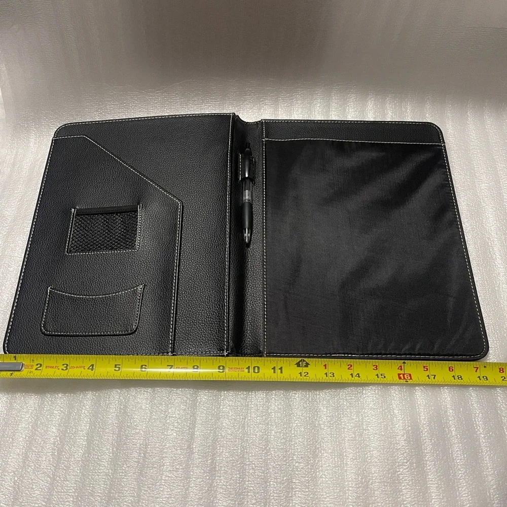Universal Leather-Look Pad Folio – Black | Slim Business Organizer